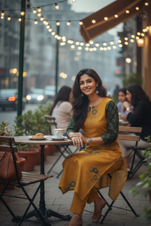 Yellow - Ajrakh kurti
